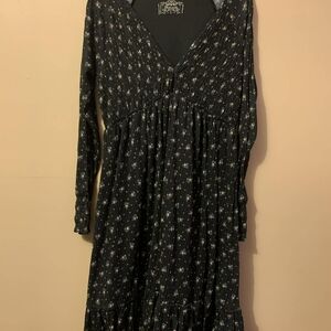 Elegant Black Floral Long Sleeve Dress